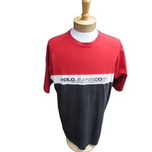 Ralph Lauren Polo jeans pullover t shirt men's size L cotton red black white